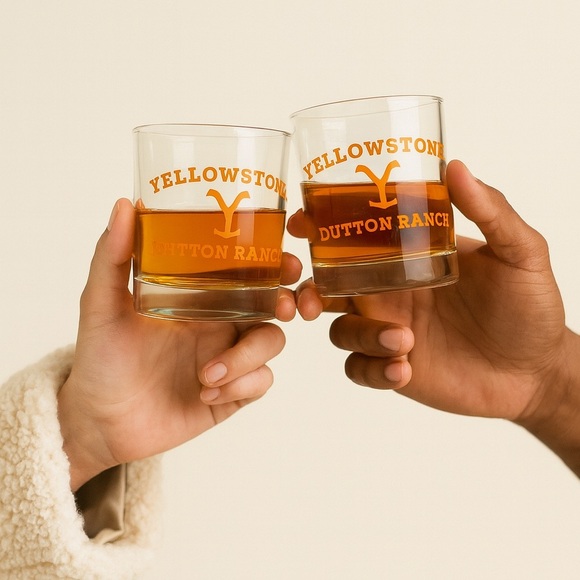 Yellowstone Dutton Ranch Glassware Set‎ of 2 Whiskey Glasses 10 oz - Picture 1 of 9